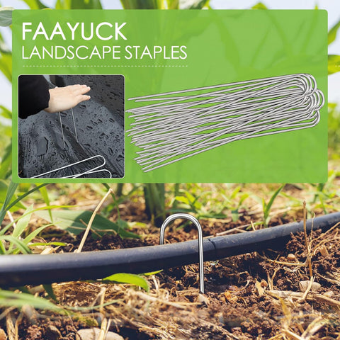 8 Inch Landscape Staples, 12/25/50/100 Pack Galvanized Garden Stakes, Heavy Duty 8 Gauge U-Shaped Ground Stakes for Weed Barrier Fabric, Irrigation Tubing, Fence, Outdoor Decorations