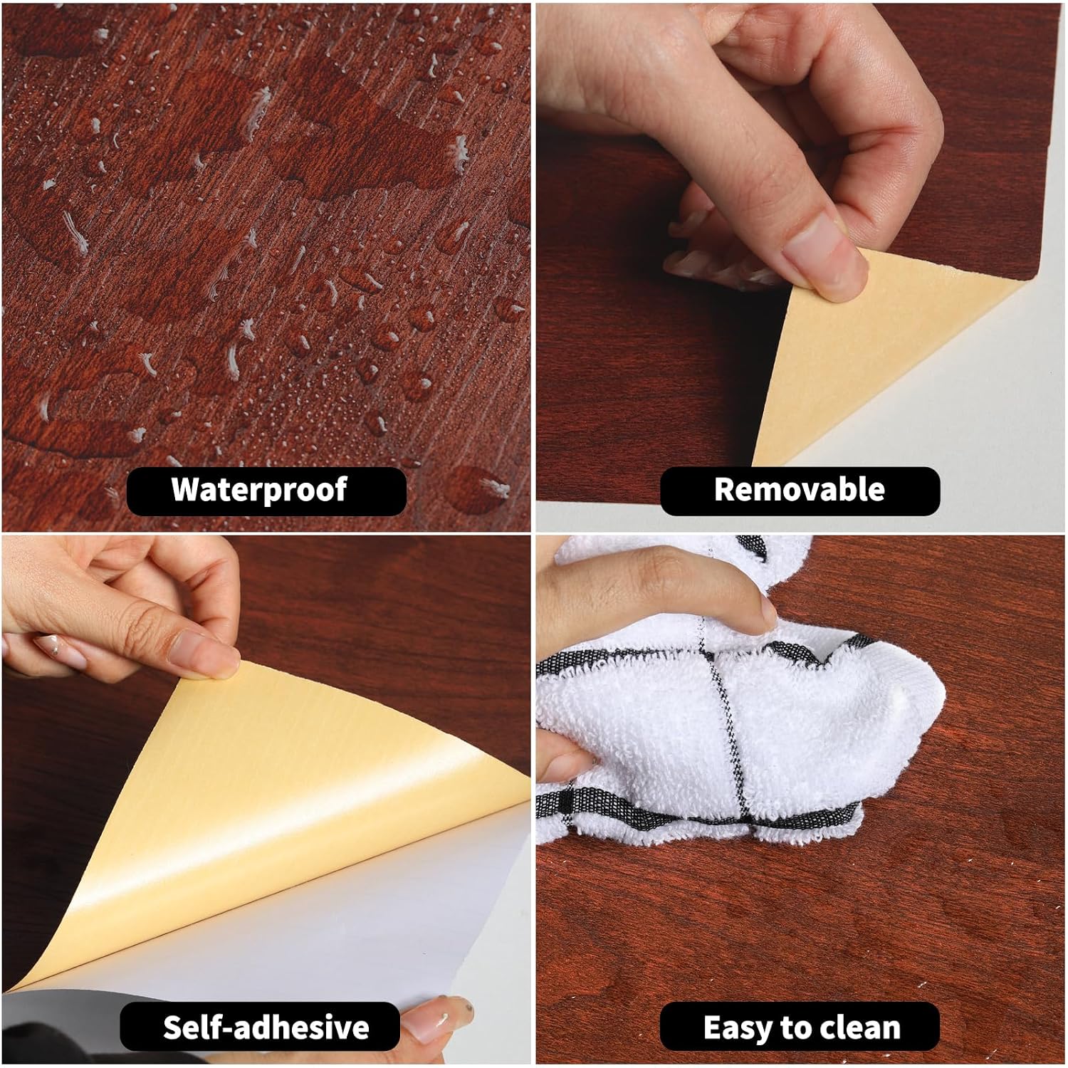 GSCIT Club Wood Tape, 2.4 inch X 15ft Self Adhesive Cherry Wood Grain Repair Tape Cherry Repair Patch for Tables, Chairs, Baseboards, Doors, Windows