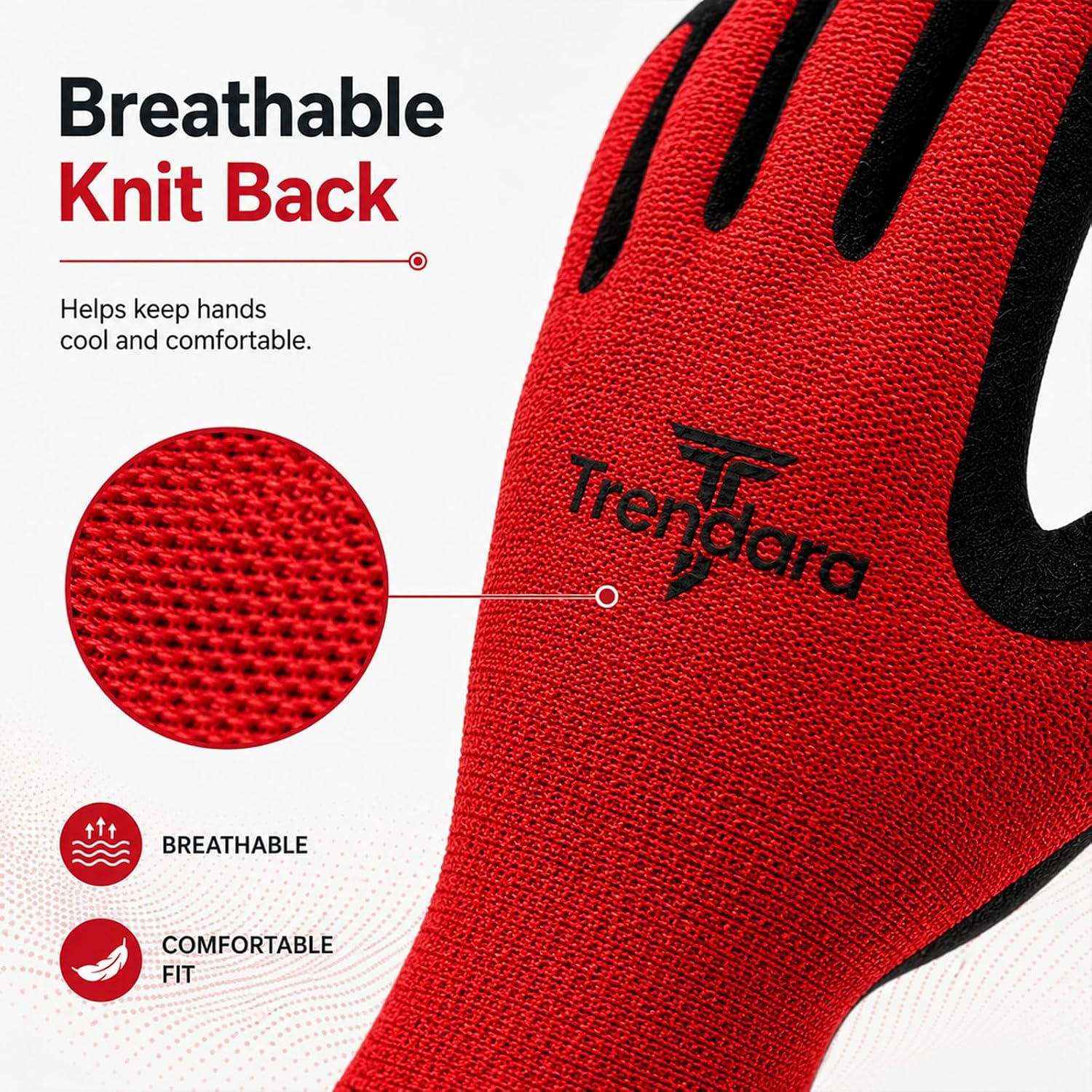 4 Pairs Red garden gloves work gloves with grip working gloves,Breathable latex dipped gloves,Suitable for garden weeding, construction, outdoor, warehouse handling, etc.