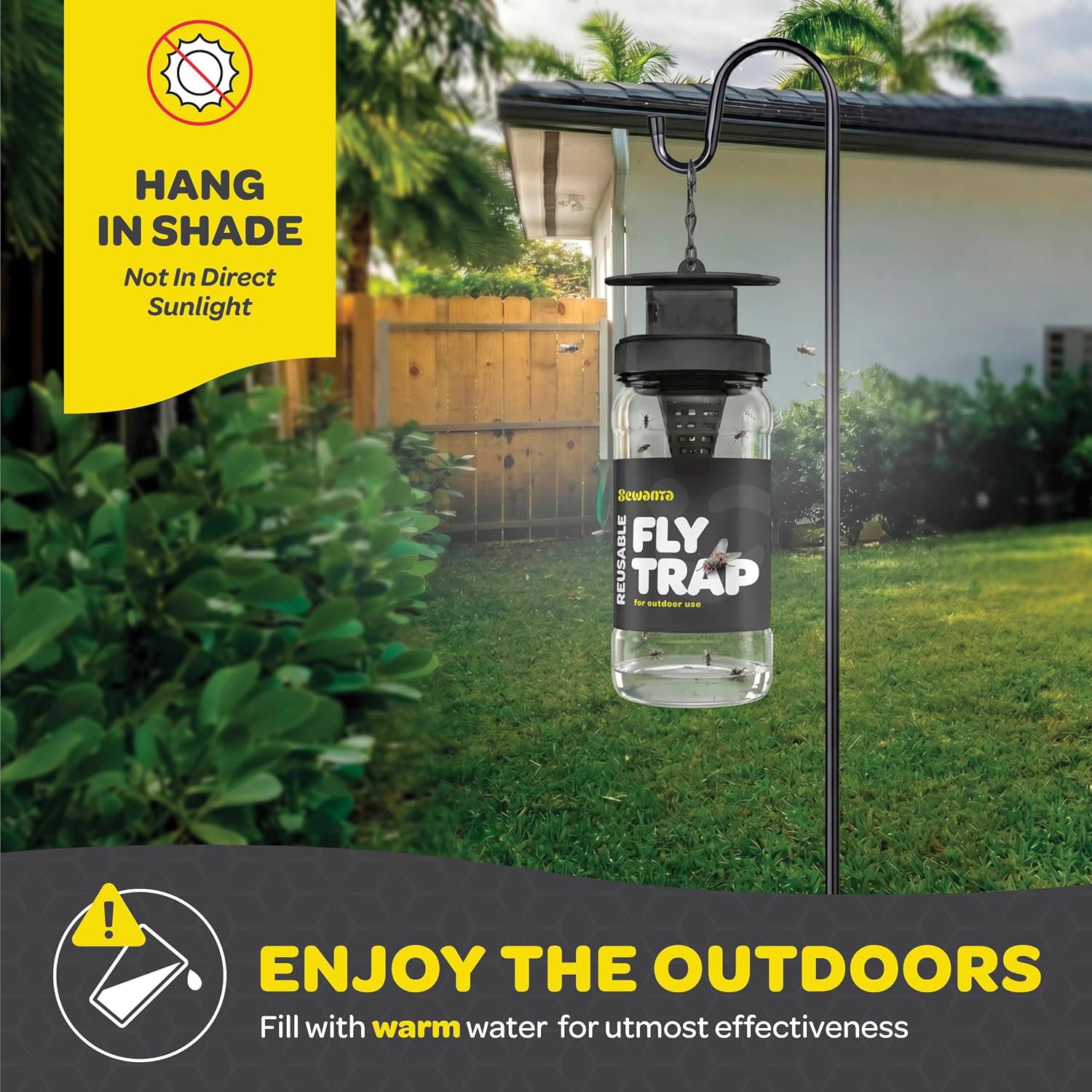 Outdoor Fly Trap [2 Pack] Fly Traps Outdoor with Dissolvable Non-Toxic Bait - Controls Flies for Patios, Hanging Fly Traps with Tie Included