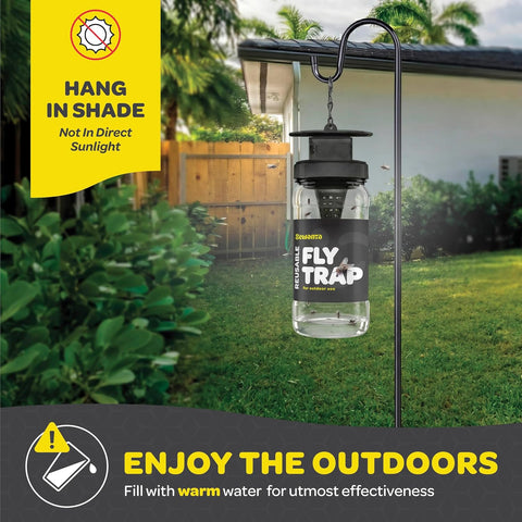 Outdoor Fly Trap [2 Pack] Fly Traps Outdoor with Dissolvable Non-Toxic Bait - Controls Flies for Patios, Hanging Fly Traps with Tie Included