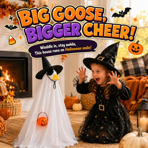 Halloween Porch Goose Outfit for 23" Statues Goose Clothes with Pumpkin