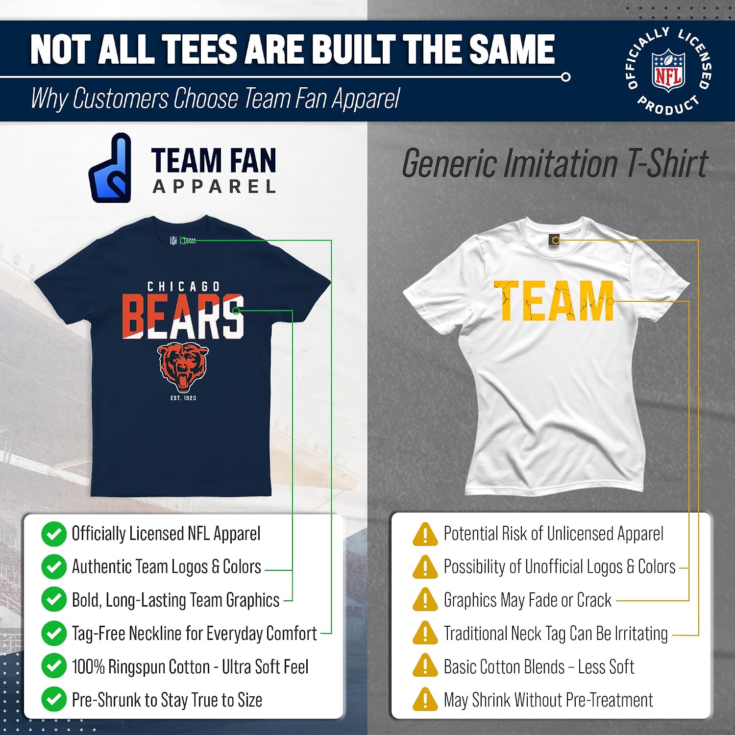 NFL Color Block T-Shirt, Officially Licensed