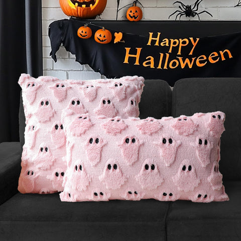 Halloween Pillow Covers 16x16 Set of 2 Pink Ghost Farmhouse Home Decor