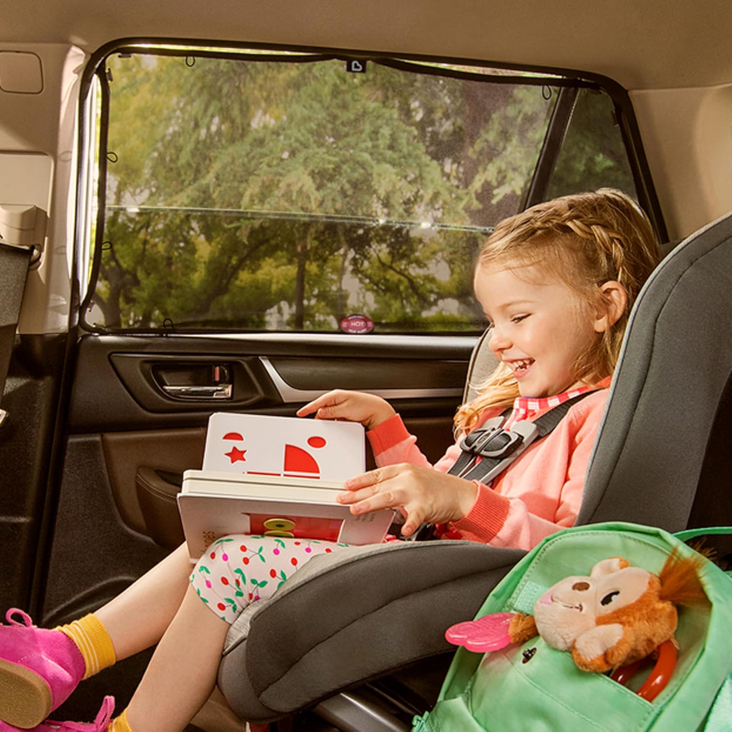 Munchkin Brica Magnetic Stretch-to-Fit Car Window Shades, Black, 1 Pack