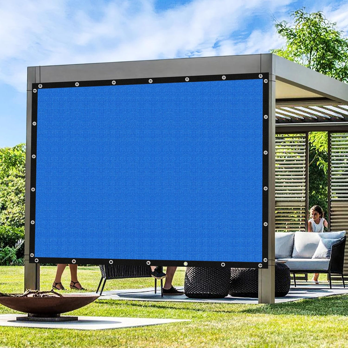 Artpuch Outdoor Pergola Shade Cover 8' X 13' Sun Shade Cloth with Grommets, 90% UV Protection Canopy Patio Privacy Screen (Customized Available) GN107, Blue