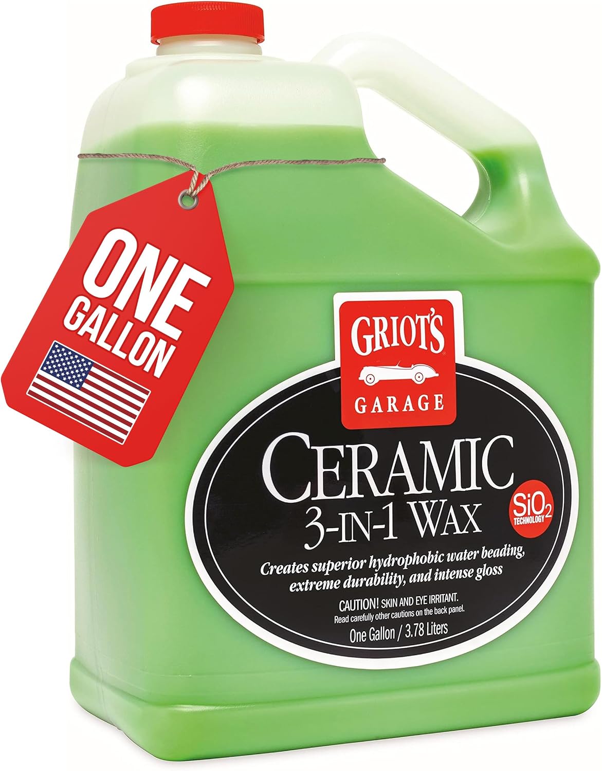 Griot’s Garage Ceramic 3-in-1 Wax, SiO2 Spray for Cars, Trucks, RV’s, Provides Protection and Water Beading on Paint, Wheels, Plastic, Rubber Trim, Chrome, and More, 10983, 1 Gallon