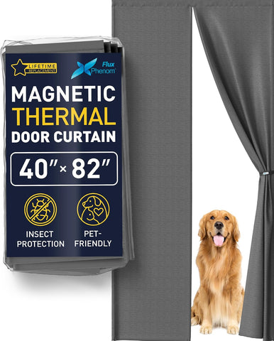 Flux Phenom Magnetic Screen Door - Bugs Out, Breeze in - 9min Install Auto-Sealing Heavy Duty Double Stitched Mesh, 50 Magnets, Hands Free Sliding & Patio Doors Net, Pet & Kid Friendly, 40 x 82 Inch