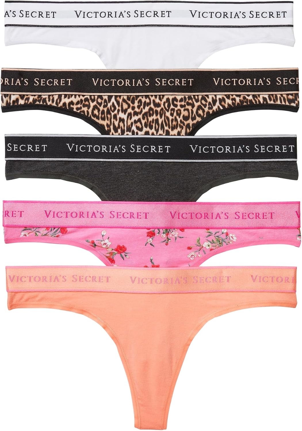 Victoria's Secret Women's Logo Cotton Thong Panties, Underwear Pack