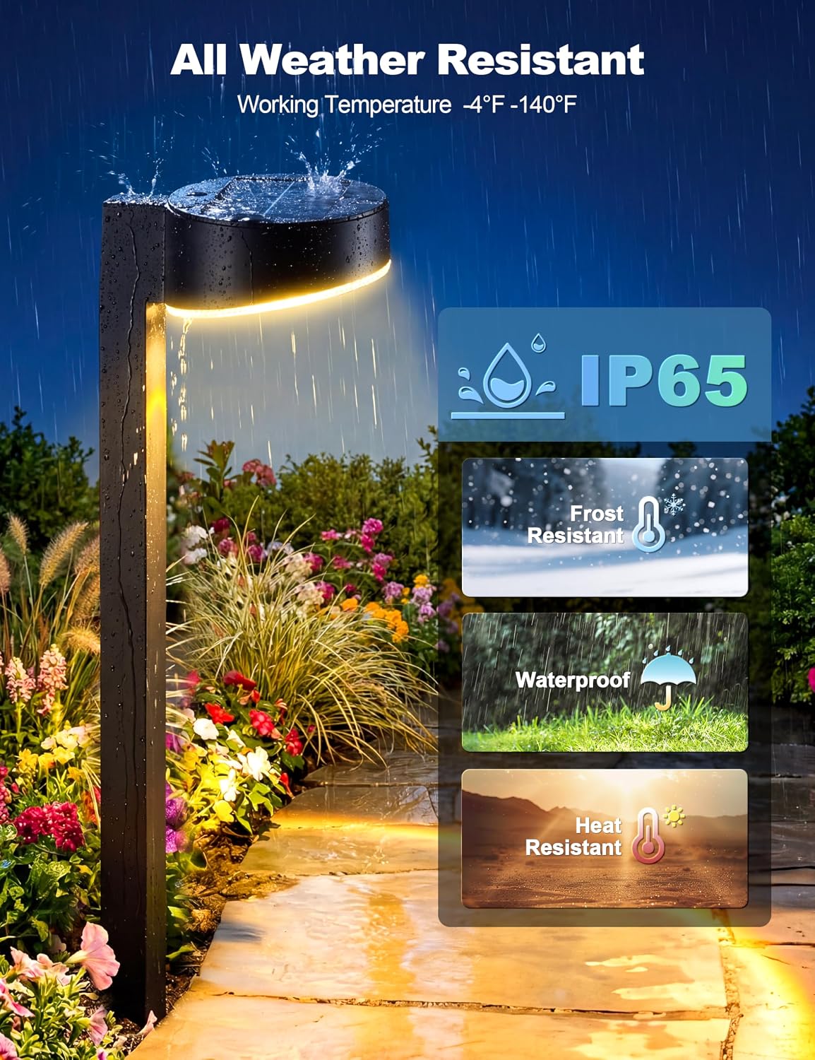 VOLISUN 8 Pack Solar Pathway Lights Outdoor, Brighter LED Solar Lights Outdoor Waterproof, Modern Path Light for Yard Garden Walkway Driveway Lawn, Black