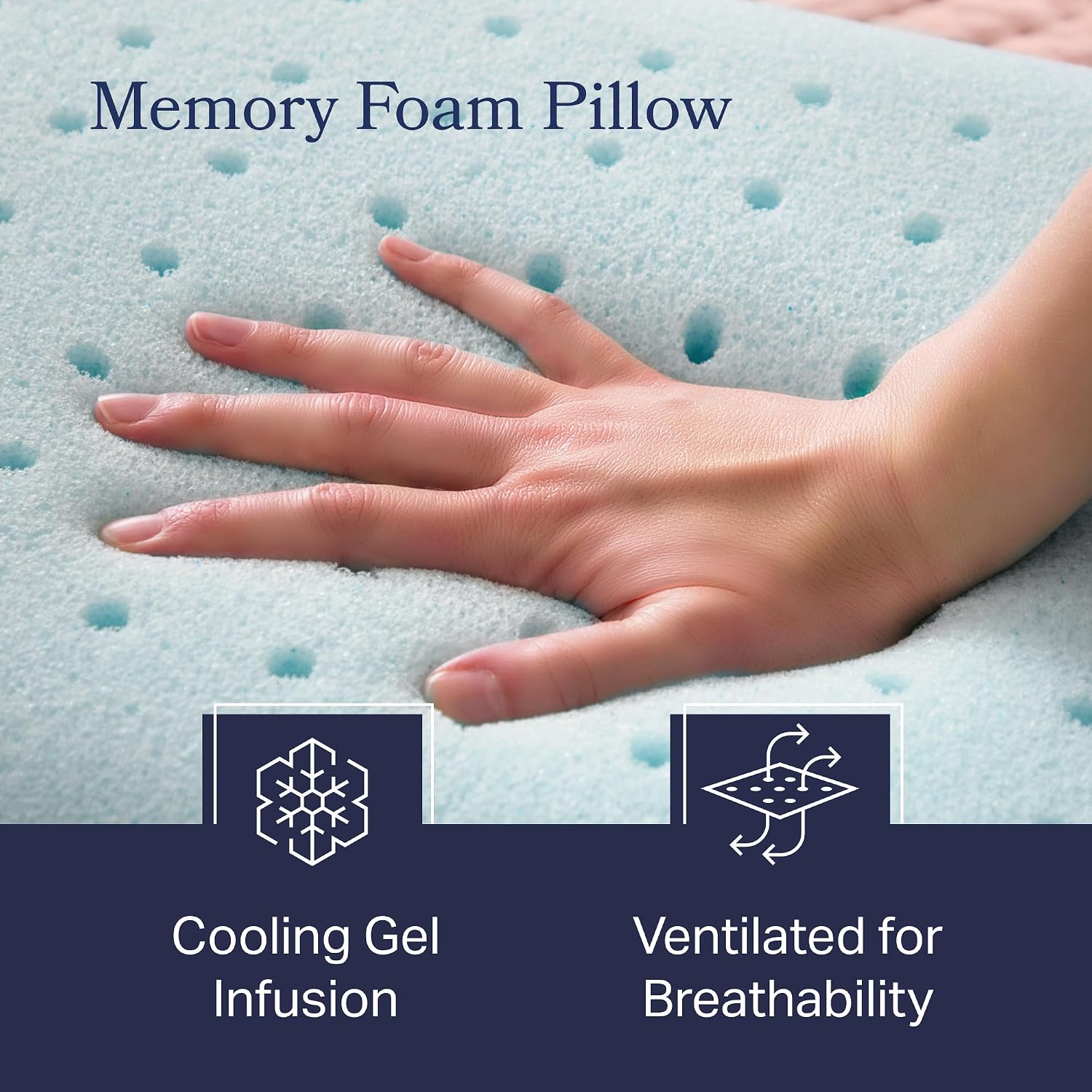 Weekender Cooling Gel Memory Foam Pillow for Sleeping – Queen Size, Ventilated Cooling Pillow for Side & Back Sleepers, Neck & Shoulder Support, Medium Firm, Washable Cover
