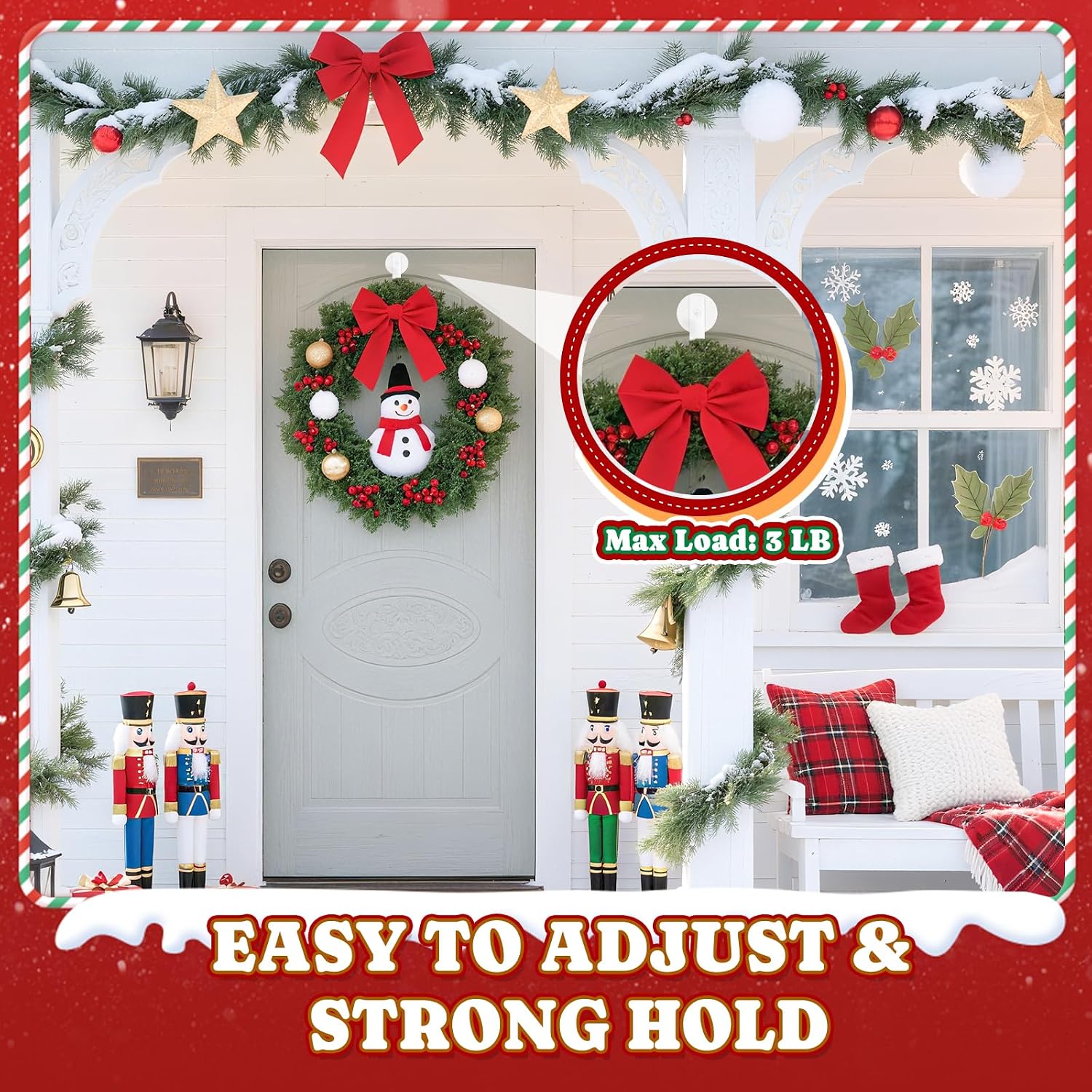 Magnetic Wreath Hanger for Metal Front Door, Fridge, White, 2 Pcs