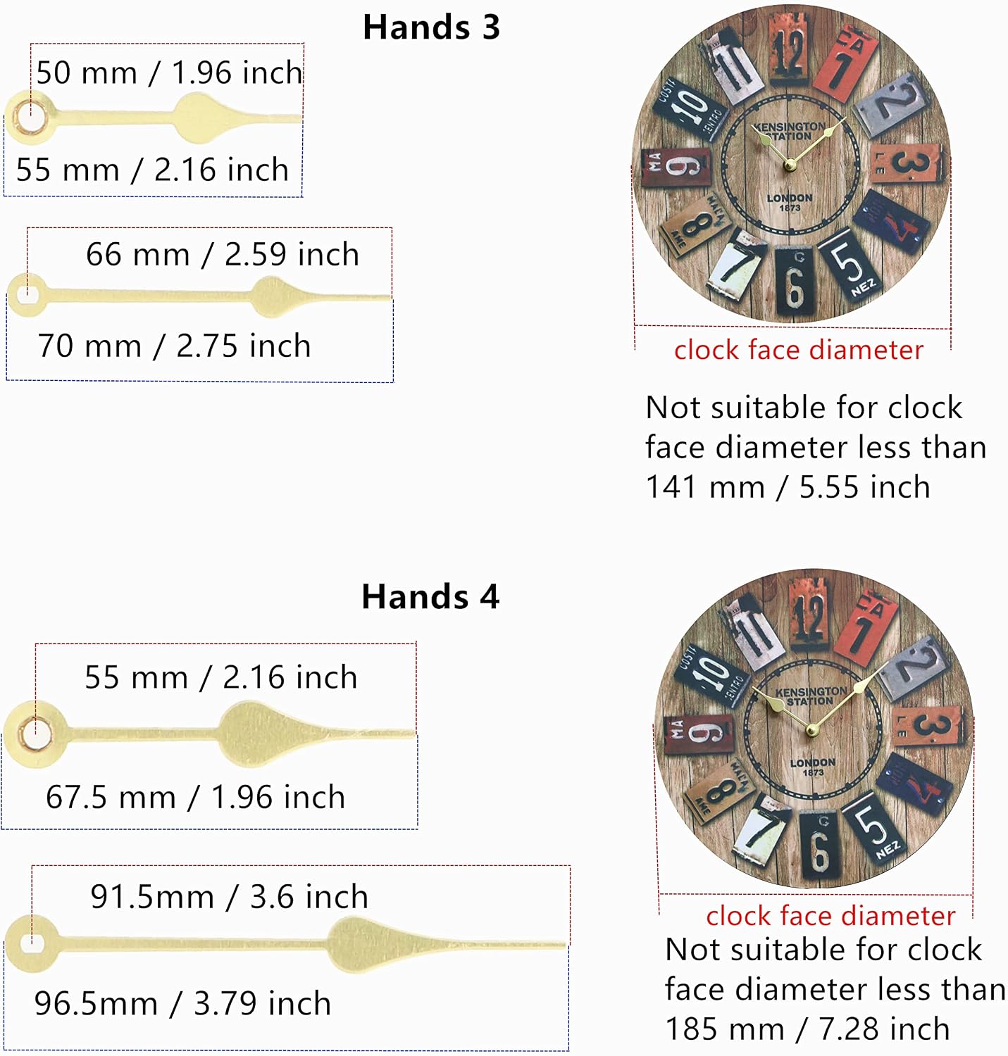 Youngtown 12888 Clock Movement 15/32" Thread Battery Replacement Gold hands
