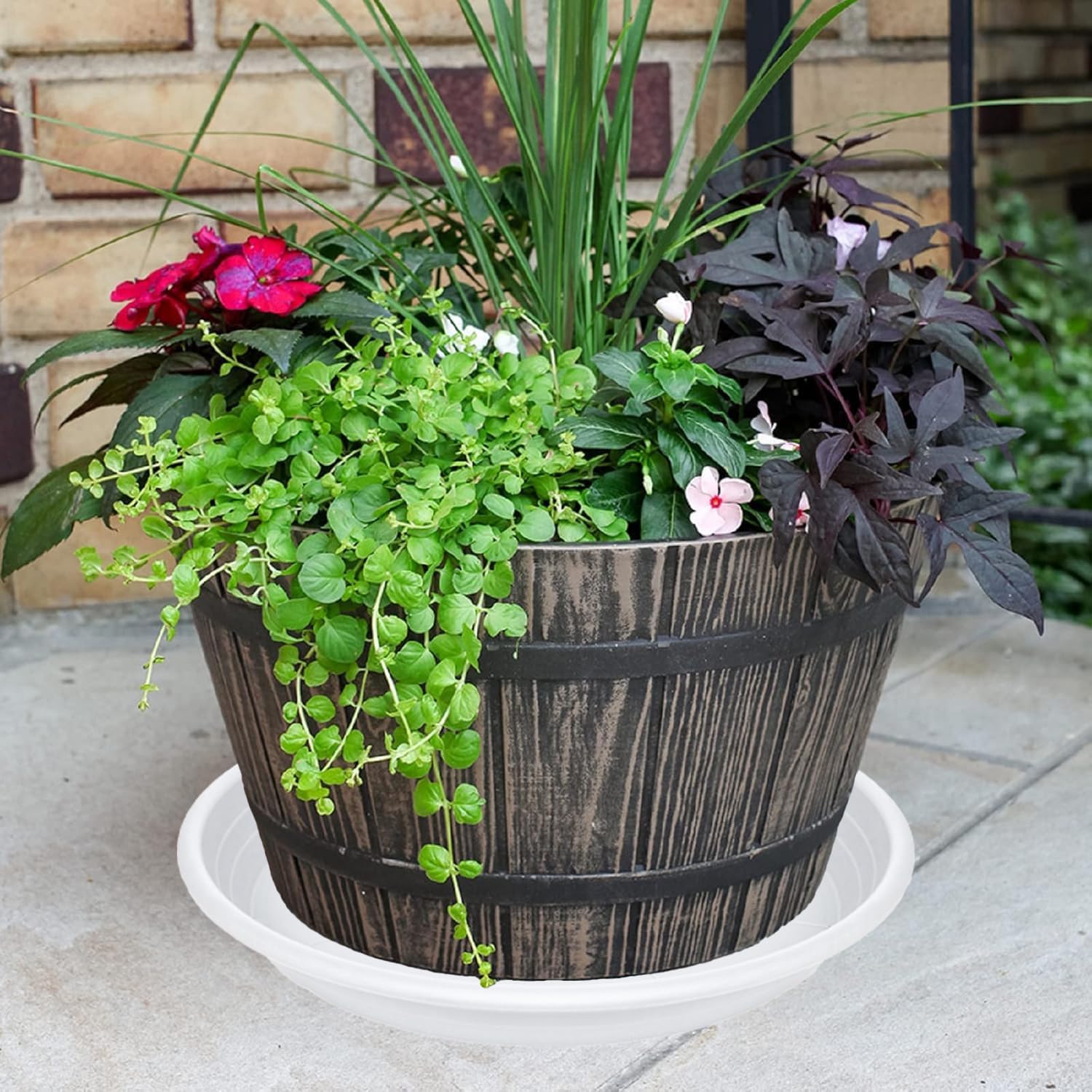 4 Pack of 16 inch Plant Saucer, Large Plant Tray, Heavy Sturdy Plant Drainage Tray for Indoors, Bird Bath Bowls, Sturdy 18 inch Plastic Pot Tray for Planter (White)
