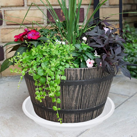 4 Pack of 16 inch Plant Saucer, Large Plant Tray, Heavy Sturdy Plant Drainage Tray for Indoors, Bird Bath Bowls, Sturdy 18 inch Plastic Pot Tray for Planter (White)
