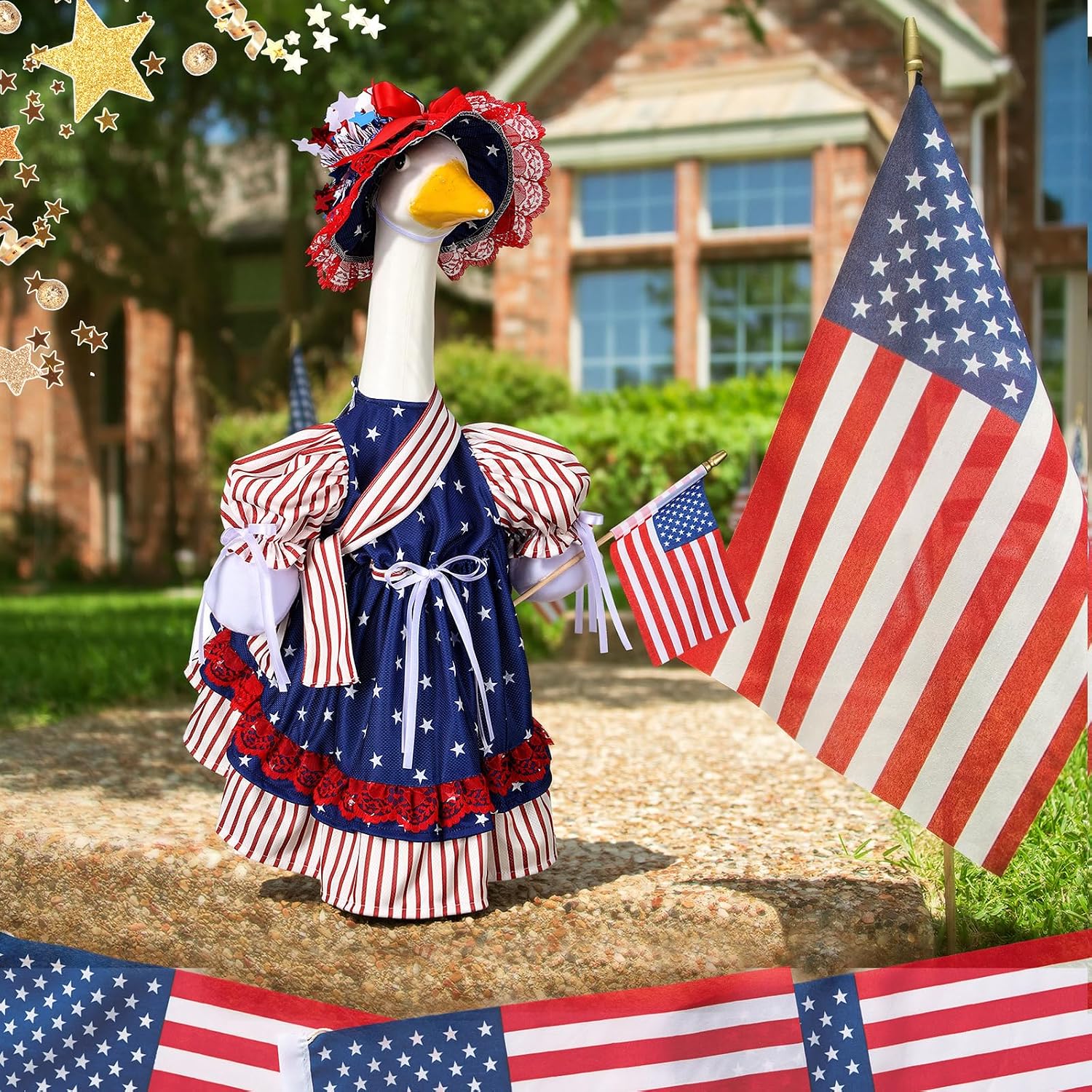 Suzile 4th of July Porch Goose Outfits Patriotic Goose Costume Independence