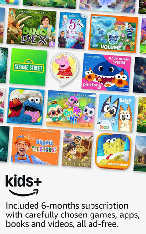 Amazon Fire 7 Kids tablet, ages 3-7. Top-selling 7" kids tablet on Amazon. Includes ad-free and exclusive content, easy parental controls, 10-hr battery, 16 GB, Blue