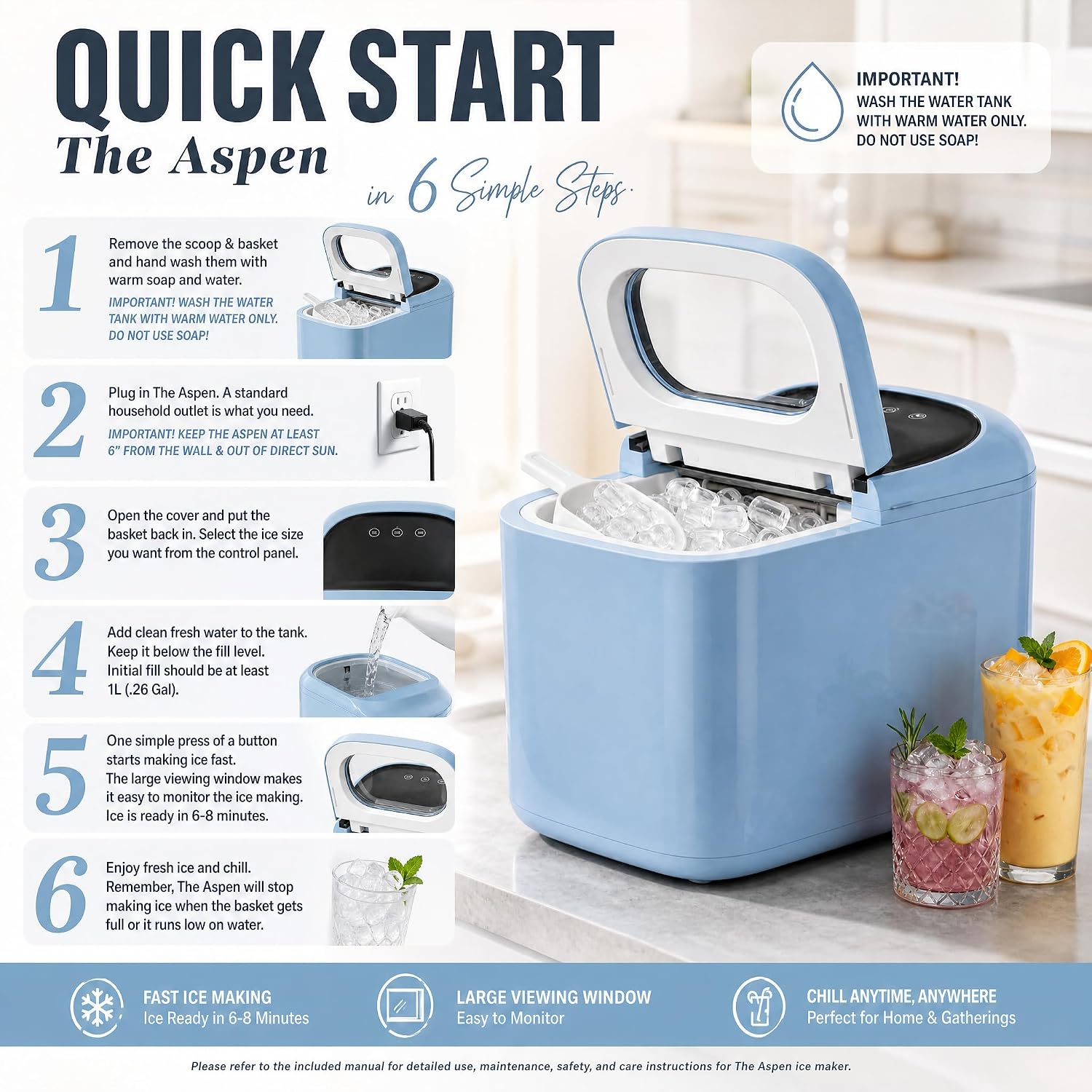 Countertop Ice Maker Portable Ice Maker Bullet-Shaped Ice Maker