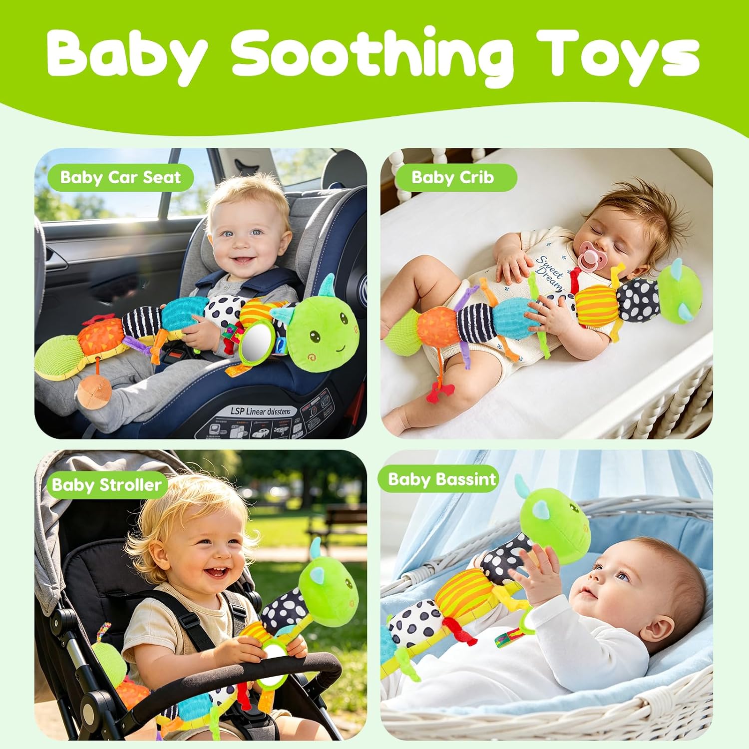 Baby Toys 0-6 Months Musical Stuffed Caterpillar Newborn Tummy Time Toys
