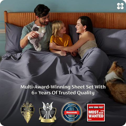 Bedsure PureWoven 100% Rayon Derived from Bamboo, Queen Sheets, 4 Pieces
