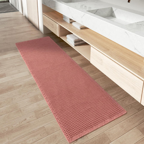 Upgraded Waffle Bath Mat Runner Absorbent Non Slip Bathroom Mat, 2' x 5'