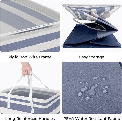 HomeHacks 2 Pack Laundry Baskets, Laundry Hampers Bags (Blue+Pink 75L)