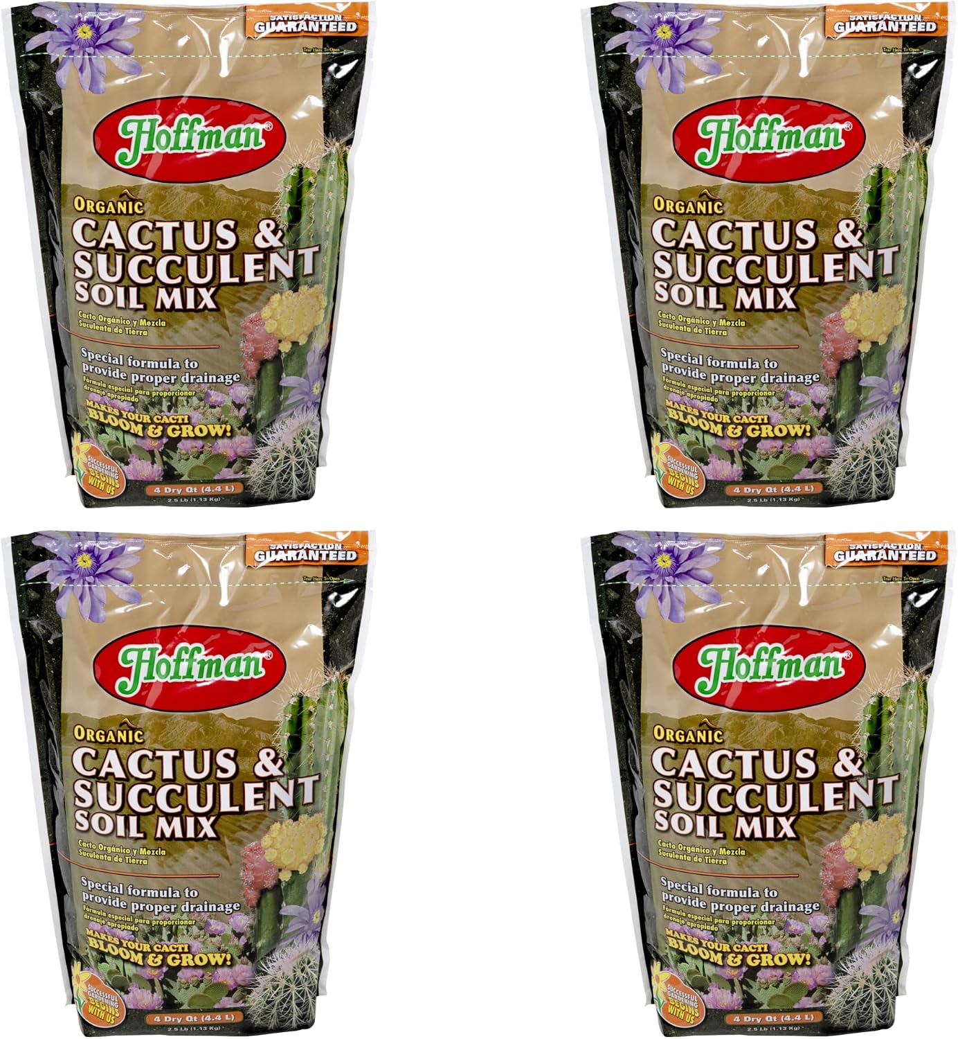 Hoffman Organic Cactus and Succulent Soil Mix to Provide Proper Drainage and Improve Growth in Cacti, 4qts, 3 Pack