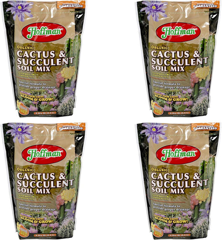 Hoffman Organic Cactus and Succulent Soil Mix to Provide Proper Drainage and Improve Growth in Cacti, 4qts, 3 Pack