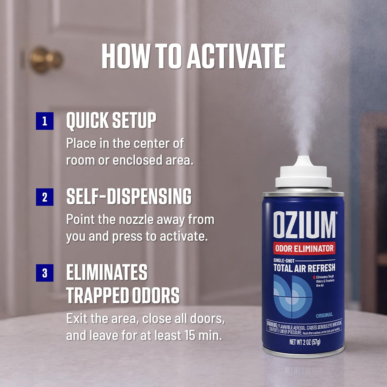 Ozium Air Sanitizer, 2 Oz. Single-Shot Odor Eliminator