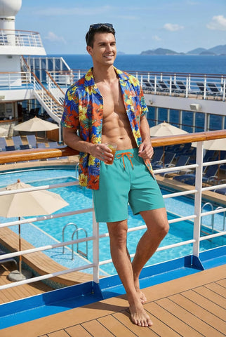 COOFANDY Men's 7" Swim Trunks with Compression Liner Stretch Swimming Shorts with Zipper Pockets