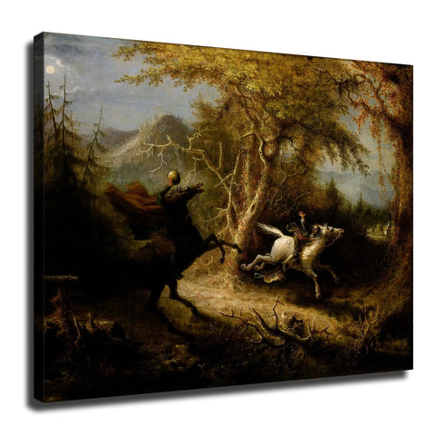 ZJWZJY Sleepy Hollow Tales The Headless Horseman Quest Ichabod Crane Poster Decorative Painting Modern Picture Canvas Wall Art Bedroom Office Living Room Decoration (12x16inch Framed)