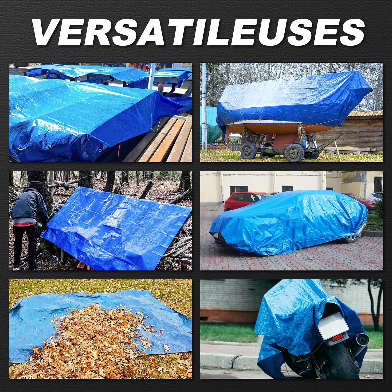 Tarps Waterproof 8x10 Feet, 2 Pack Heavy Duty Silver Tarp Cover 8 Mil Thick, Resistant Plastic Tarpaulin with Metal Grommets, Outdoor Tent Cover for Emergency Rain