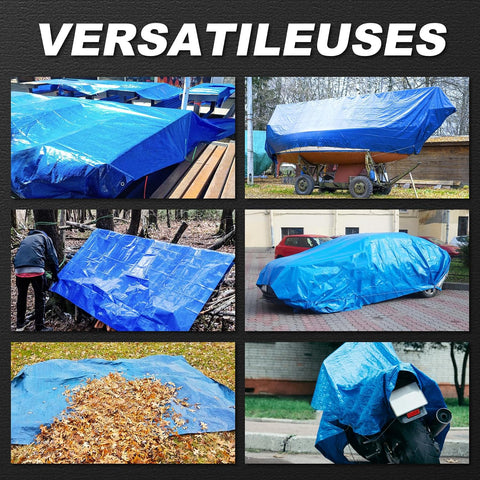 Tarps Waterproof 8x10 Feet, 2 Pack Heavy Duty Silver Tarp Cover 8 Mil Thick, Resistant Plastic Tarpaulin with Metal Grommets, Outdoor Tent Cover for Emergency Rain