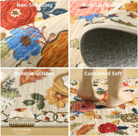 Washable Living Room Area Rug: 5x7 Rugs for Bedroom Non Slip Large Carpet