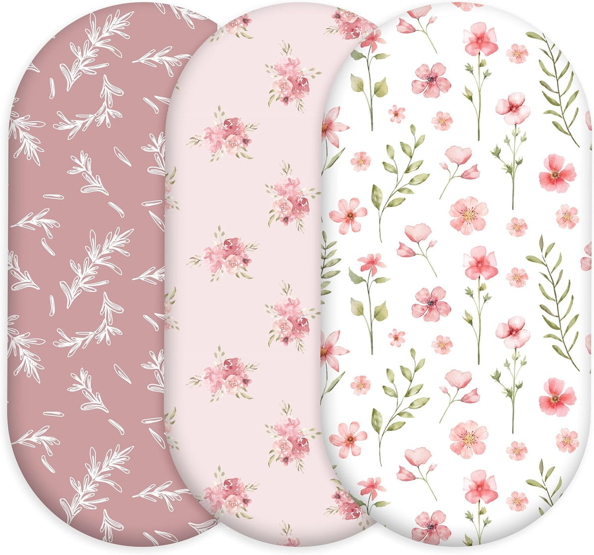 Baby Bassinet Sheets Girl Boy, 3 Pack Fitted Bassinet Sheet