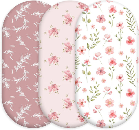 Baby Bassinet Sheets Girl Boy, 3 Pack Fitted Bassinet Sheet