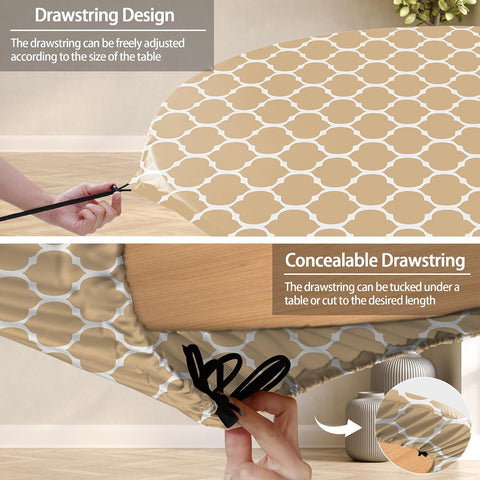 opstellen Fitted Round Tablecloth Weather Proof Table Cloth Heavy Duty Polyester Indoor Outdoor Circle Cover for 36-44" Tables Outside Parties Gear Gifts Spring Summer Fall Picnic Garden Necessities