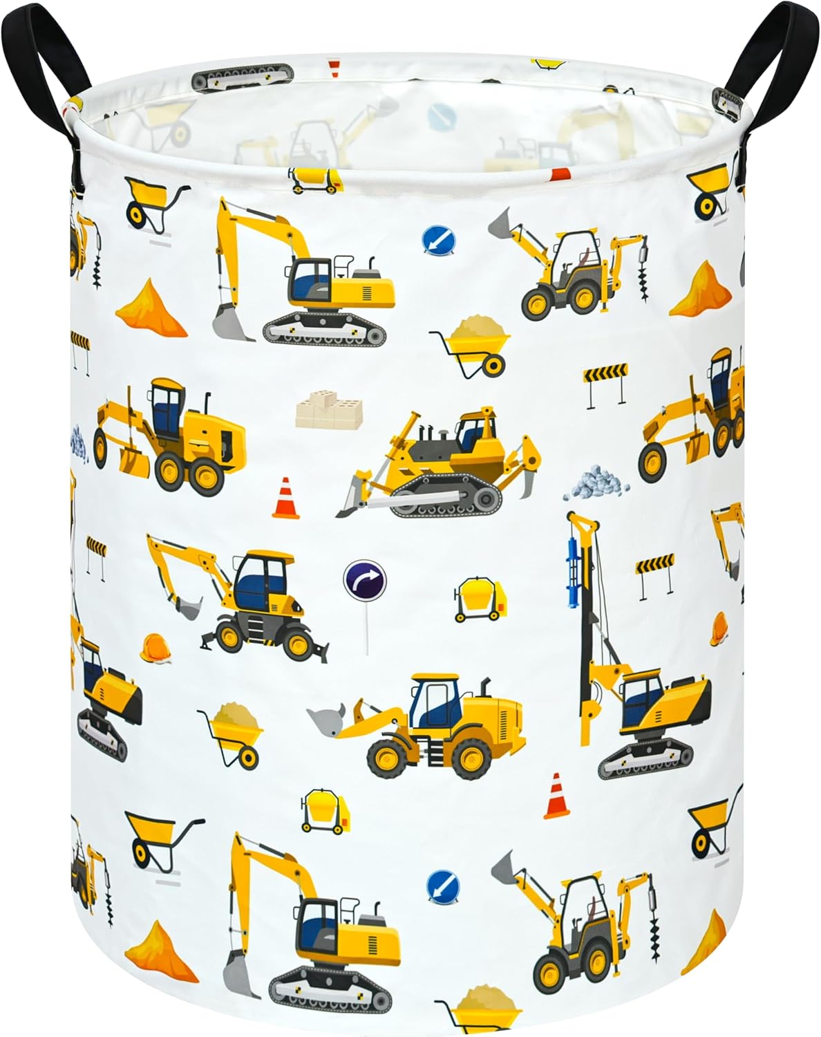 Kids Laundry Hamper Storage Basket Laundry Organizer Hamper Storage Bins Clothes Box Nursery Hamper Gift Basket with Handles(Excavator)