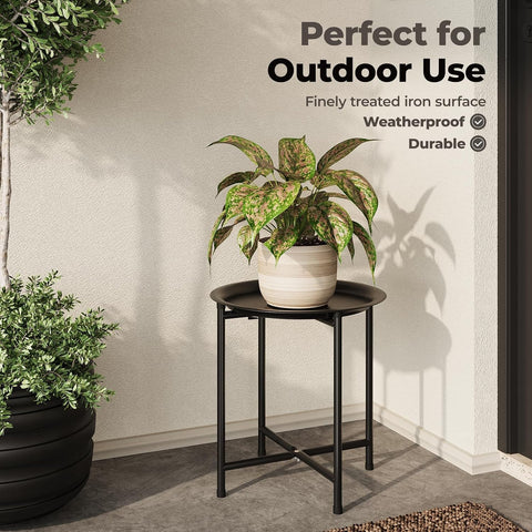 Bamworld Plant Stand Indoor Tall Plant Table Outdoor Plant Stool Black