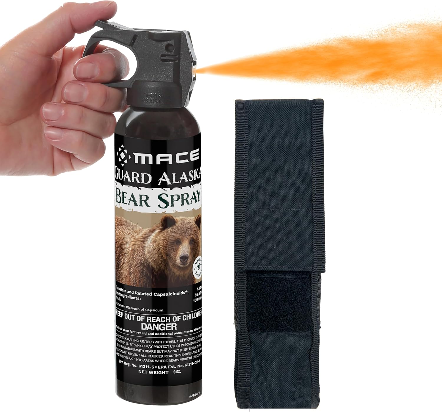 Mace Bear Spray - Guard Alaska Bear Deterrent Self Defense Spray, EPA Registered, 9 oz, Max Strength 20% OC, Up to 40ft Range, Great for Hiking, Camping, Hunting