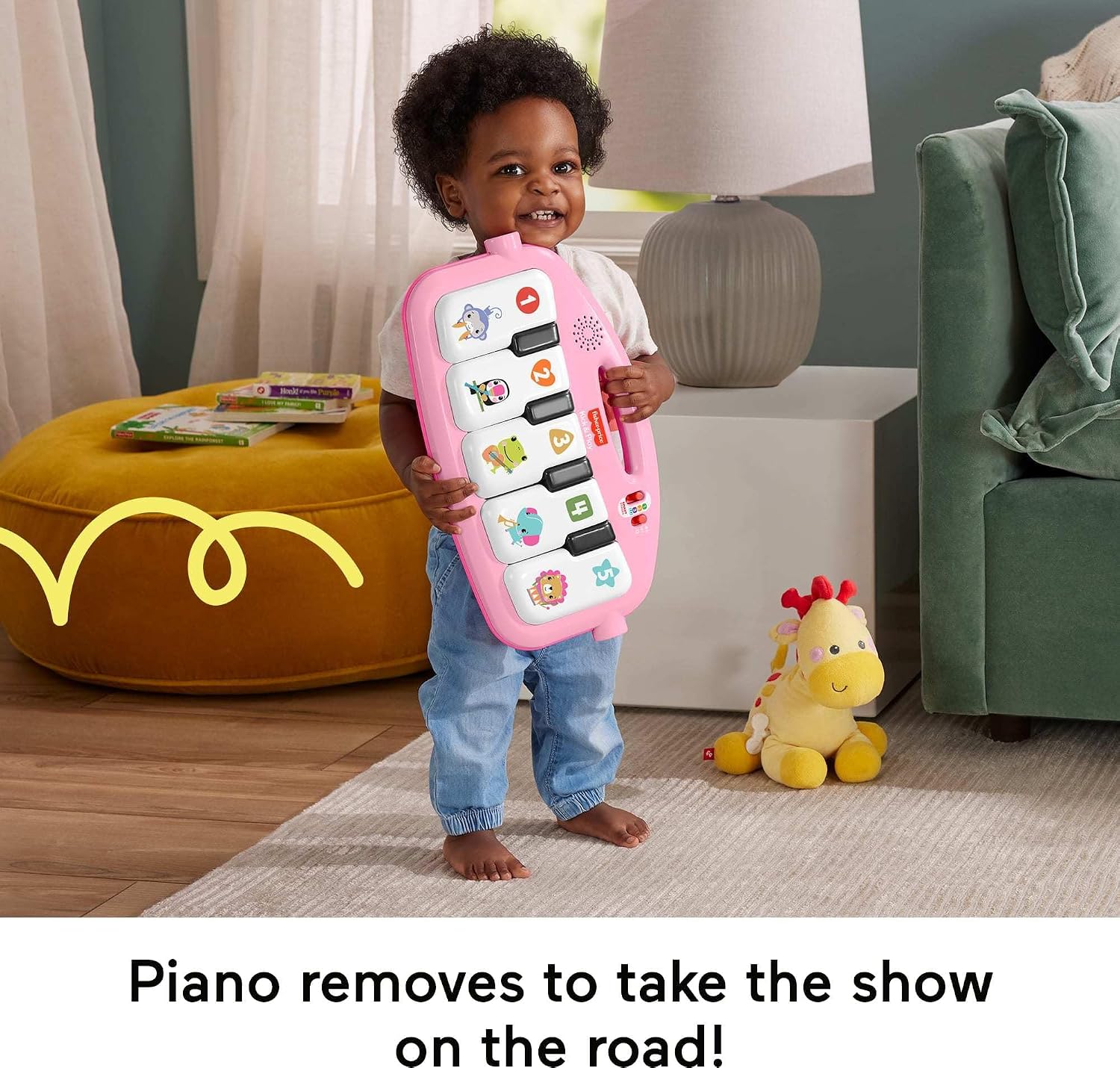 Fisher-Price Glow and Grow Kick & Play Piano Gym, Pink