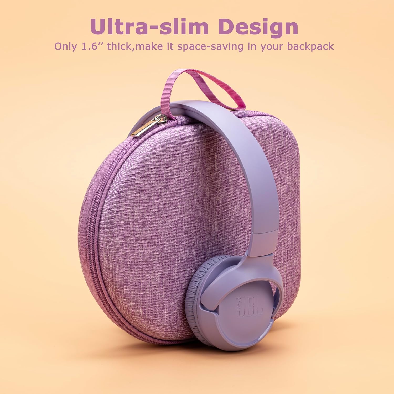 Ginsco Case Compatible with JBL Tune 510BT/520BT/500BT/Junior 320, with Sony WH-CH520/510, Ultra-Slim Hard Shell Headphone Case for On Ear Headphones (Purple)