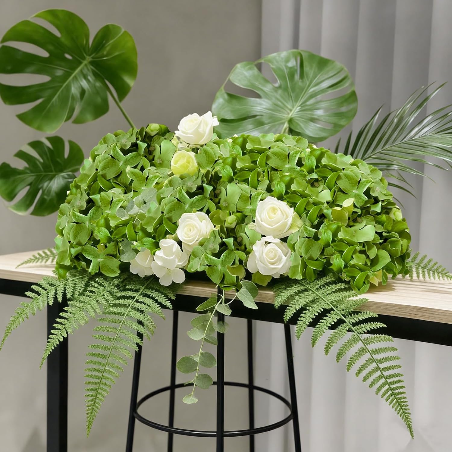 65Pcs Deep Green Hydrangea Artificial Flowers Bulk