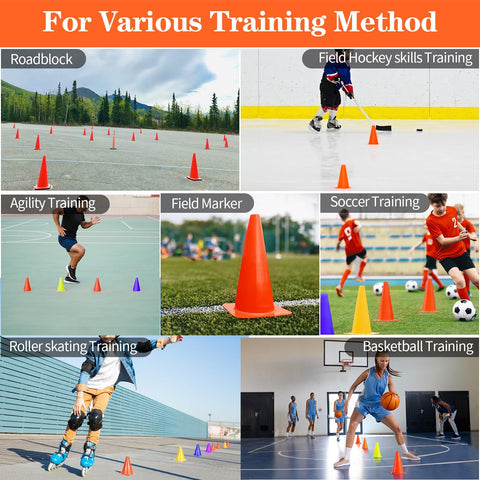 PXZBLG 12/24/50pcs Soccer Cones, 7" Plastic Traffic Cones