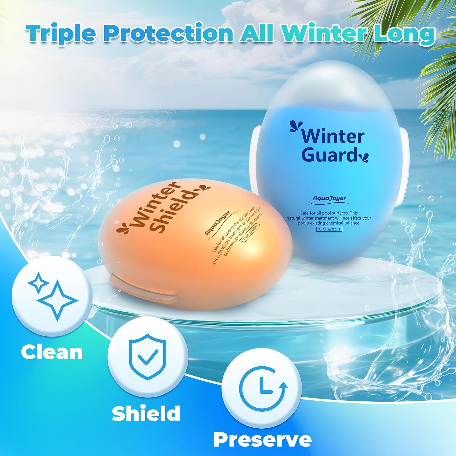 AquaJoyer Winter Pool Closing Kit, 3-in-1 Above Ground Pool Winterizing Kit for Above Ground & Inground Pools, Pool Closing Chemicals, Up to 30,000 Gallons, Easy to Use