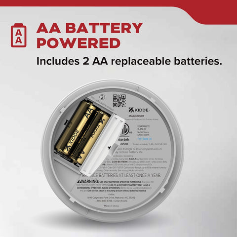 Kidde Smoke Detector, AA Battery-Powered, 20SDR, 1 Pack