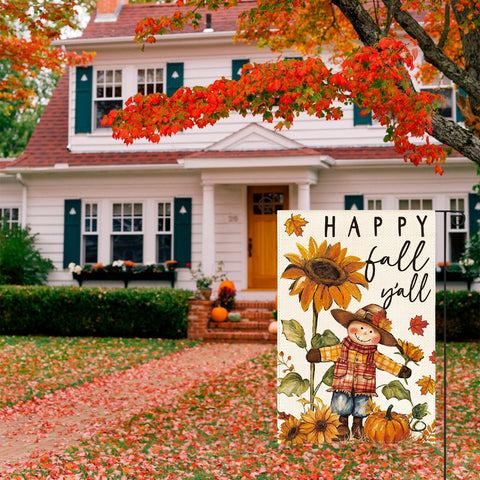 AVOIN colorlife Fall Scarecrow Garden Flag 12x18 Inch for Outside