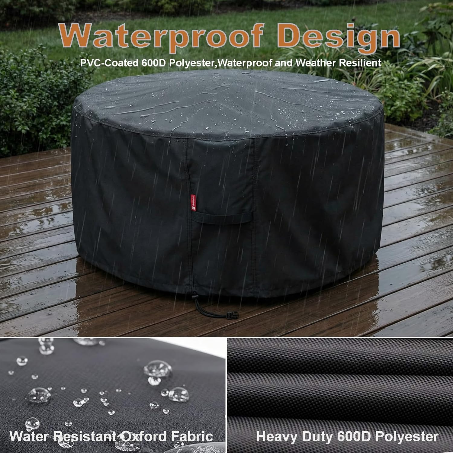SheeChung Fire Pit Cover 36"x34",Waterproof Fabric 600D Polyester