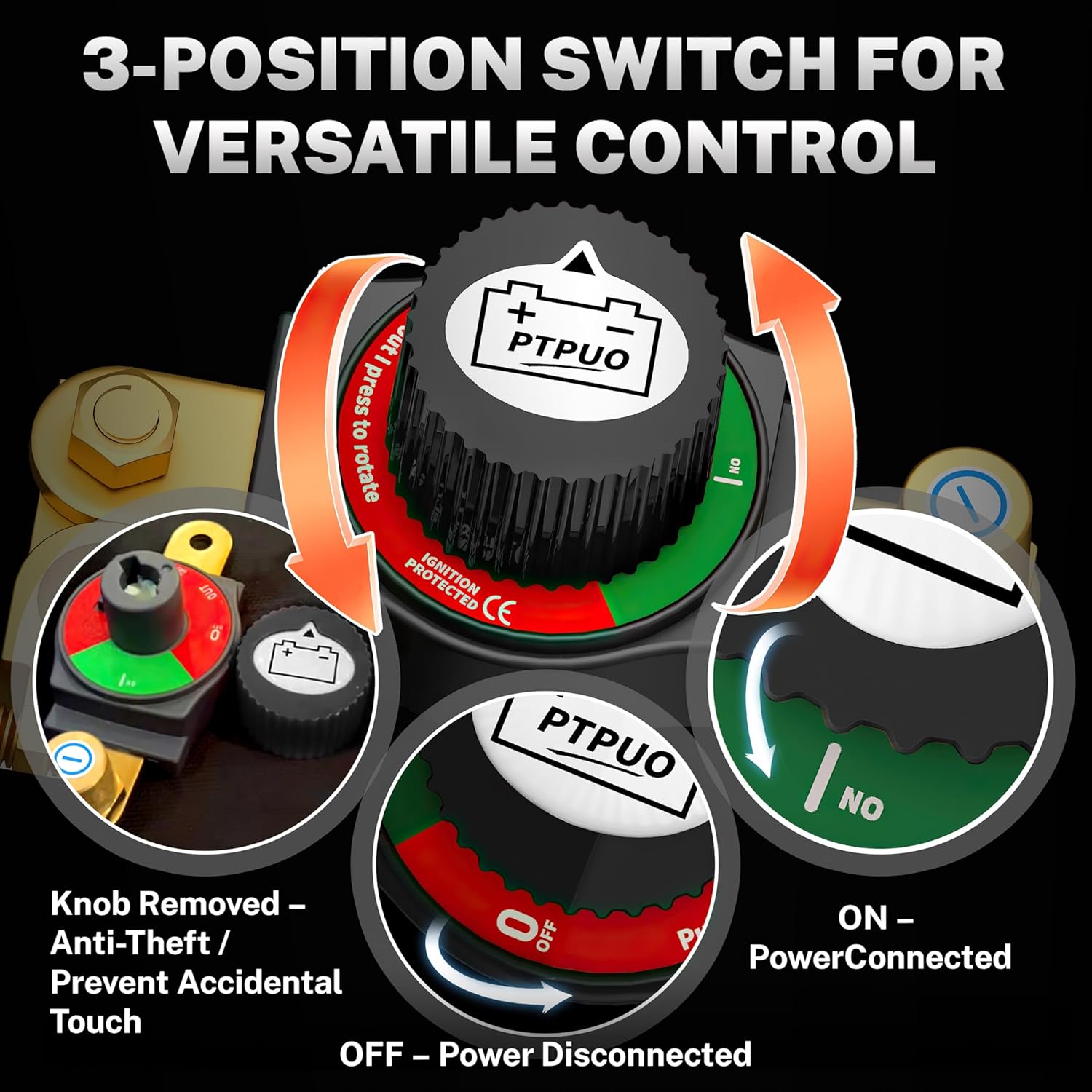 Top Post Battery Disconnect Switch 12V, Car Battery Disconnect Switch