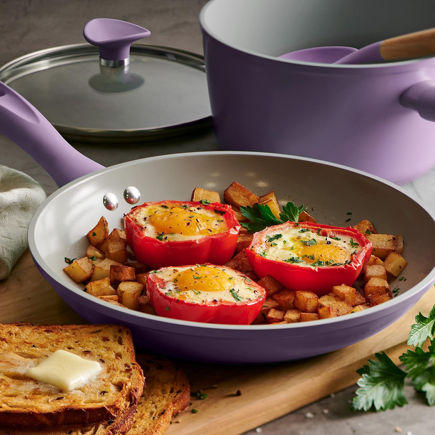Tramontina Solara 14-Pc Ceramic Non Stick Pots and Pans Set with Lids
